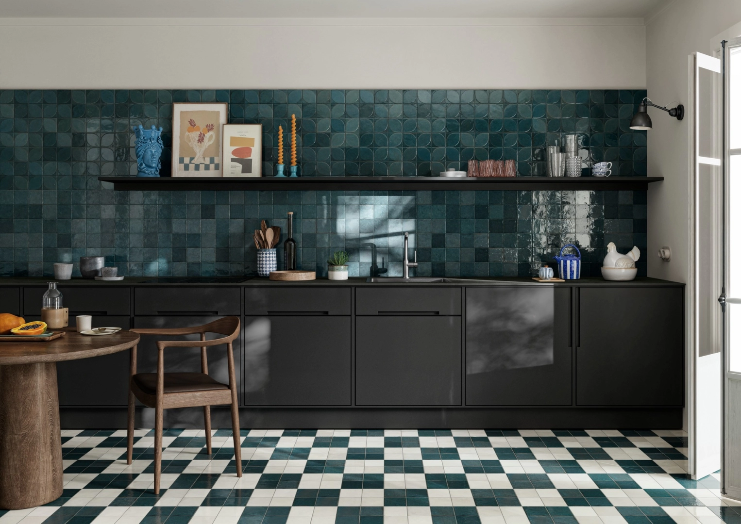 Gres porcelanowy Marazzi Lume cegła w jasnym, spokojnym salonie
