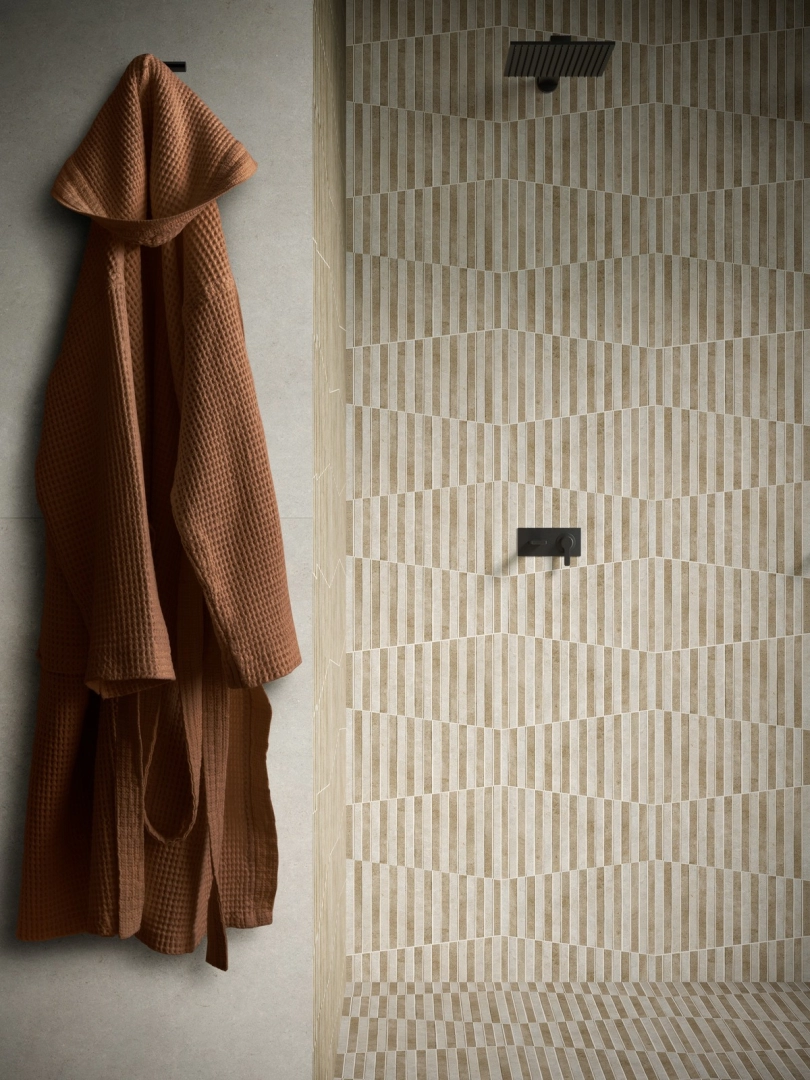 Gres porcelanowy Marazzi Terratech beton w minimalistycznym wnętrzu