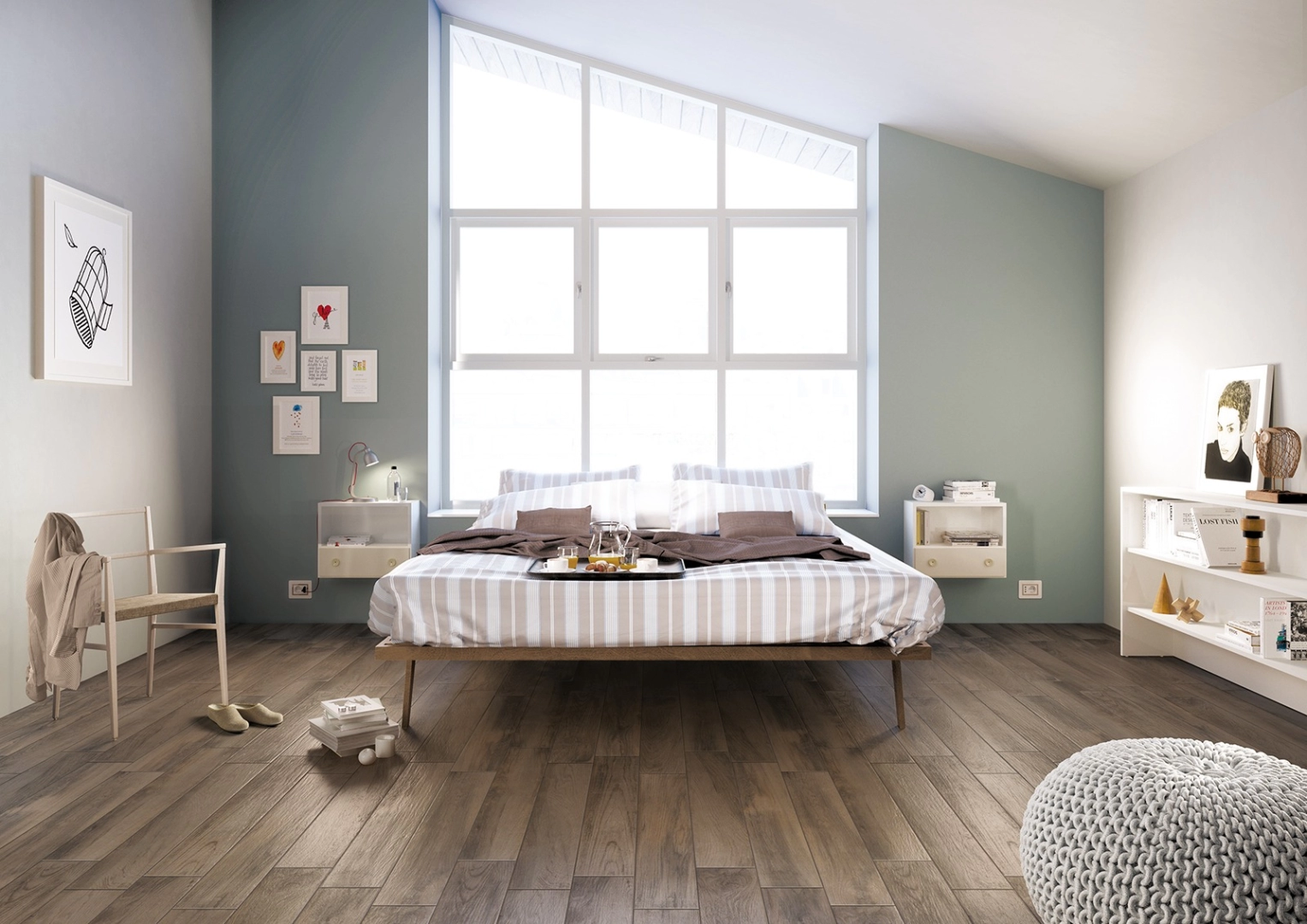 Marazzi Treverkmood gres o efekcie drewna w nowoczesnym apartamencie