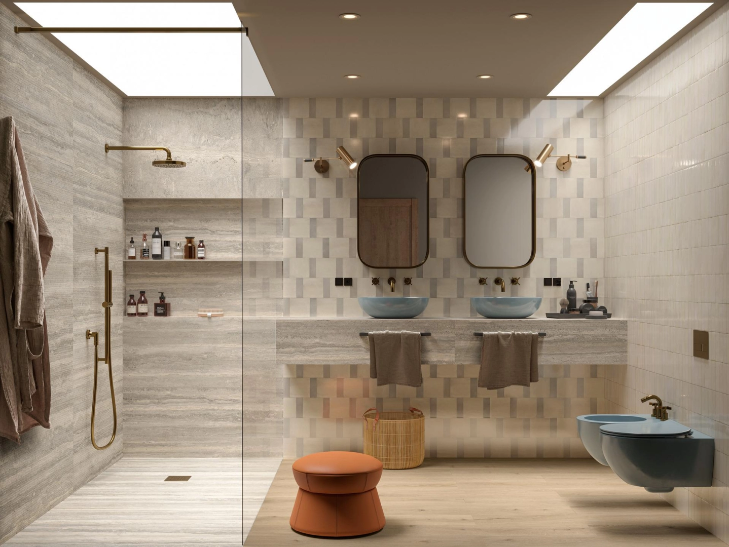 Marazzi Mystone Travertino – gres imitujący kamień naturalny w luksusowej strefie dziennej