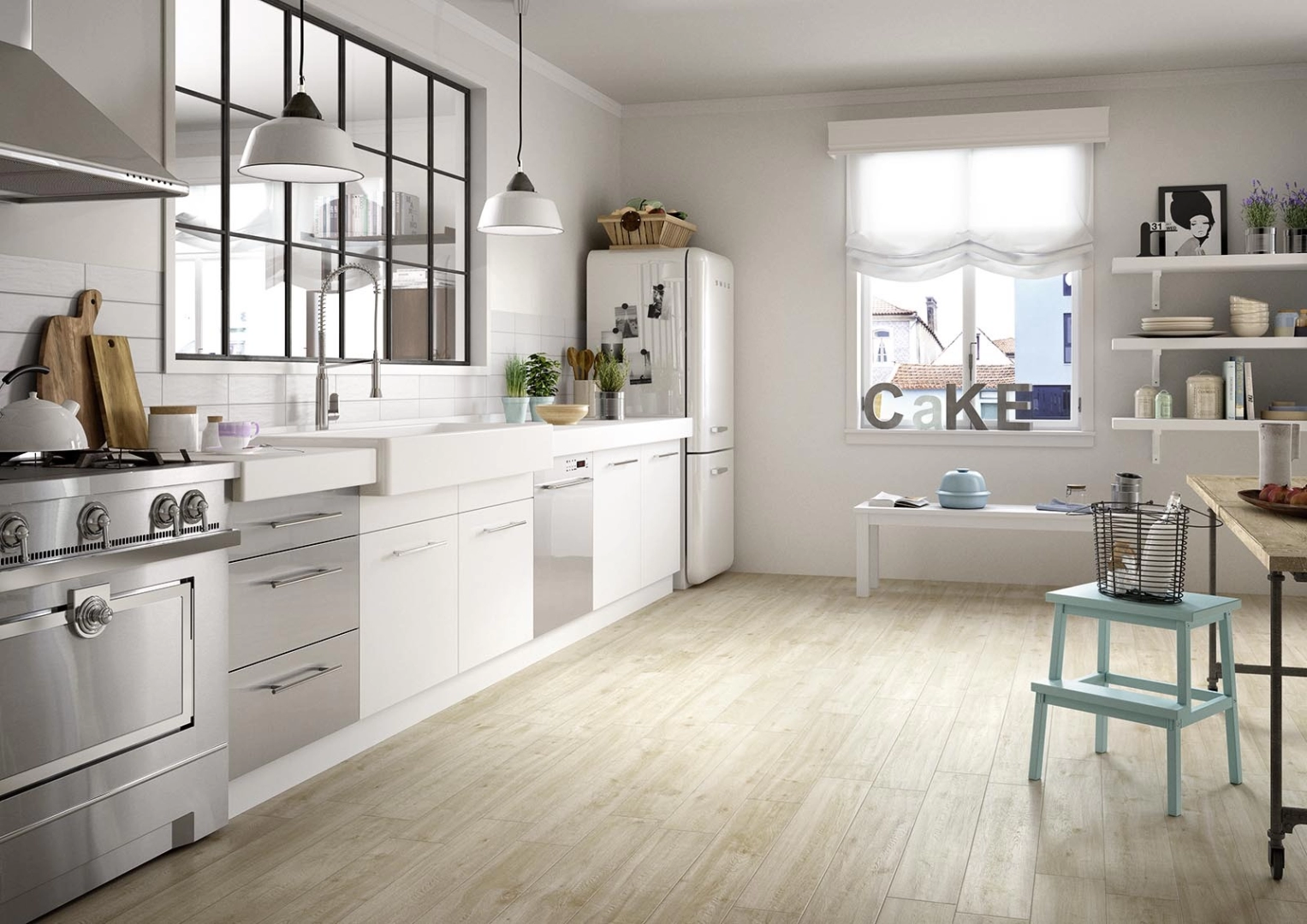 Marazzi Treverkway gres o efekcie drewna na podłodze w nowoczesnym domu
