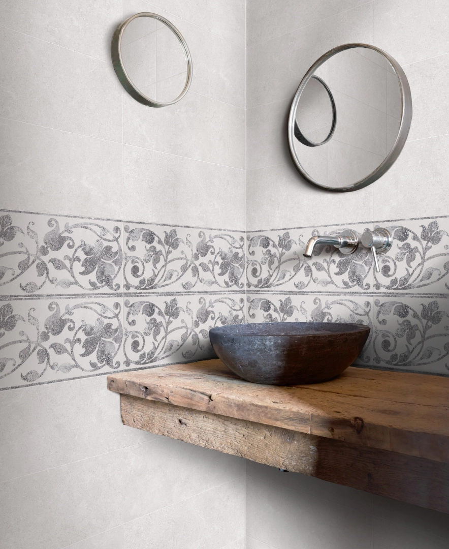 Płytki Marazzi Stream efekt kamień naturalny w nowoczesnej aranżacji salonu