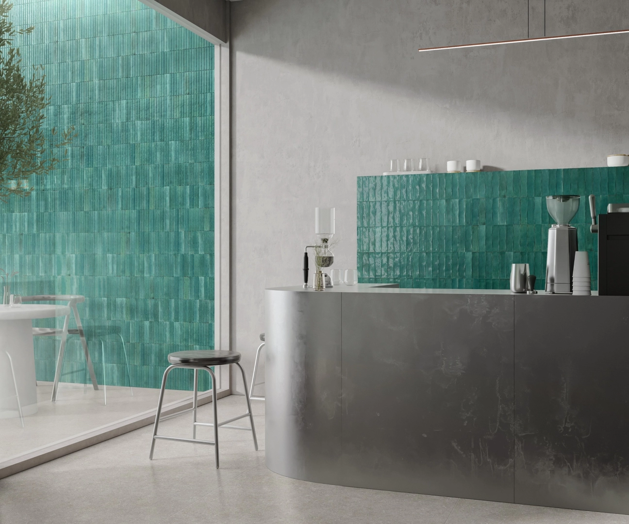 Marazzi Lume gres o efekcie cegły na podłodze w nowoczesnym domu