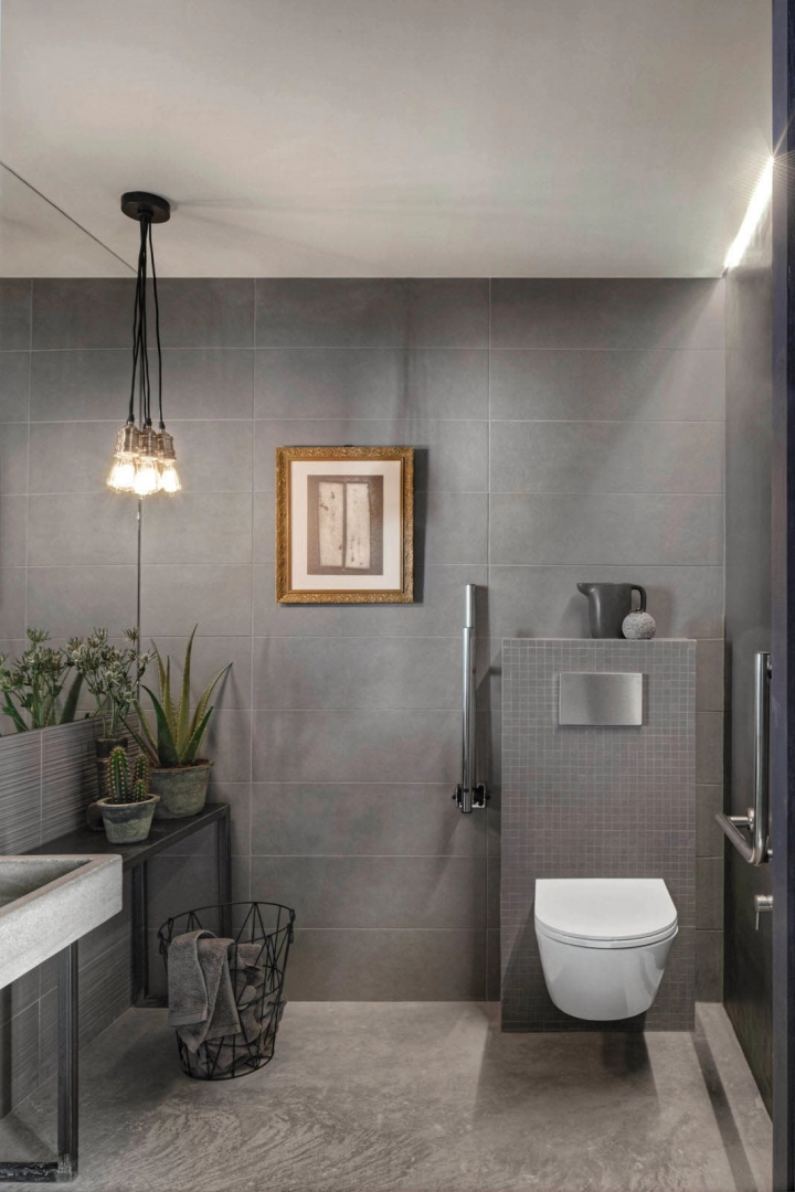 Gres porcelanowy Marazzi Chalk beton w luksusowym salonie