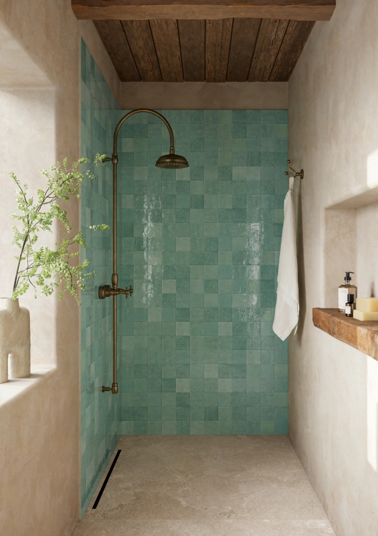 Płytki Marazzi Lume imitujące cegłę w eleganckiej aranżacji z naturalnymi kolorami