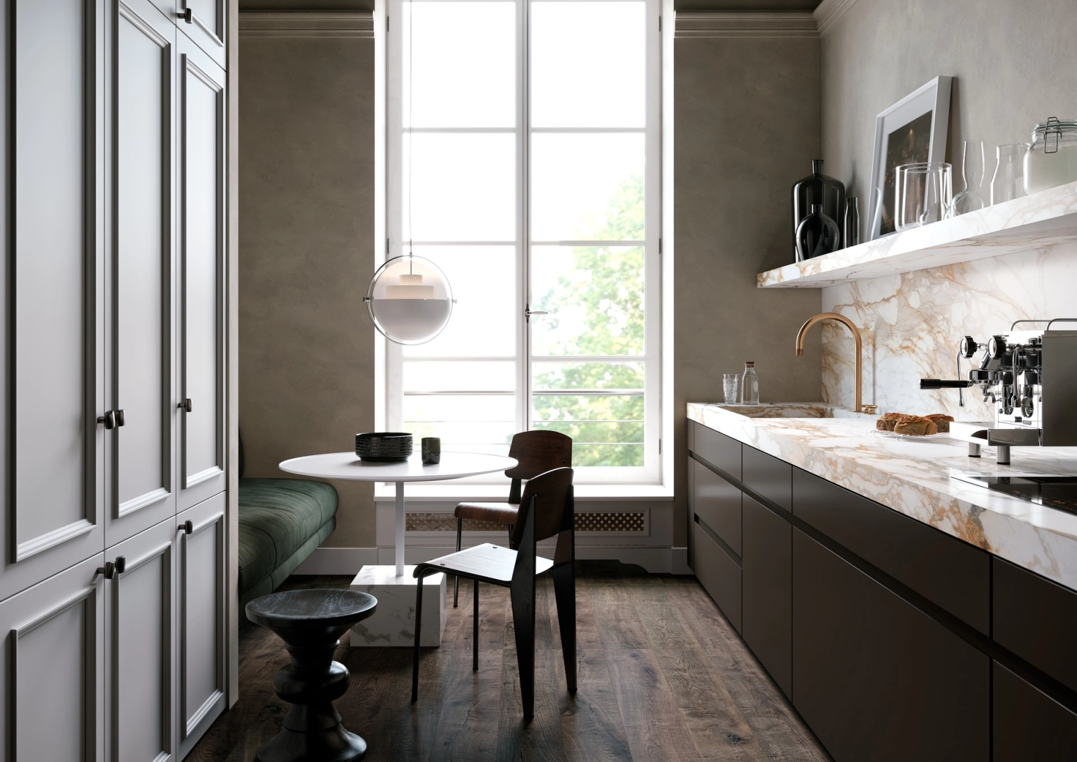 Gres porcelanowy Marazzi Vero drewno w minimalistycznym wnętrzu