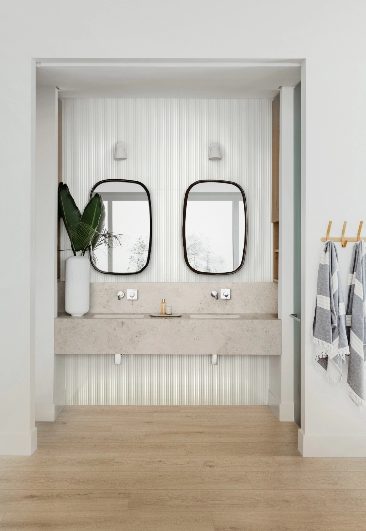 Płytki Marazzi Bliss efekt kolor w nowoczesnej aranżacji salonu