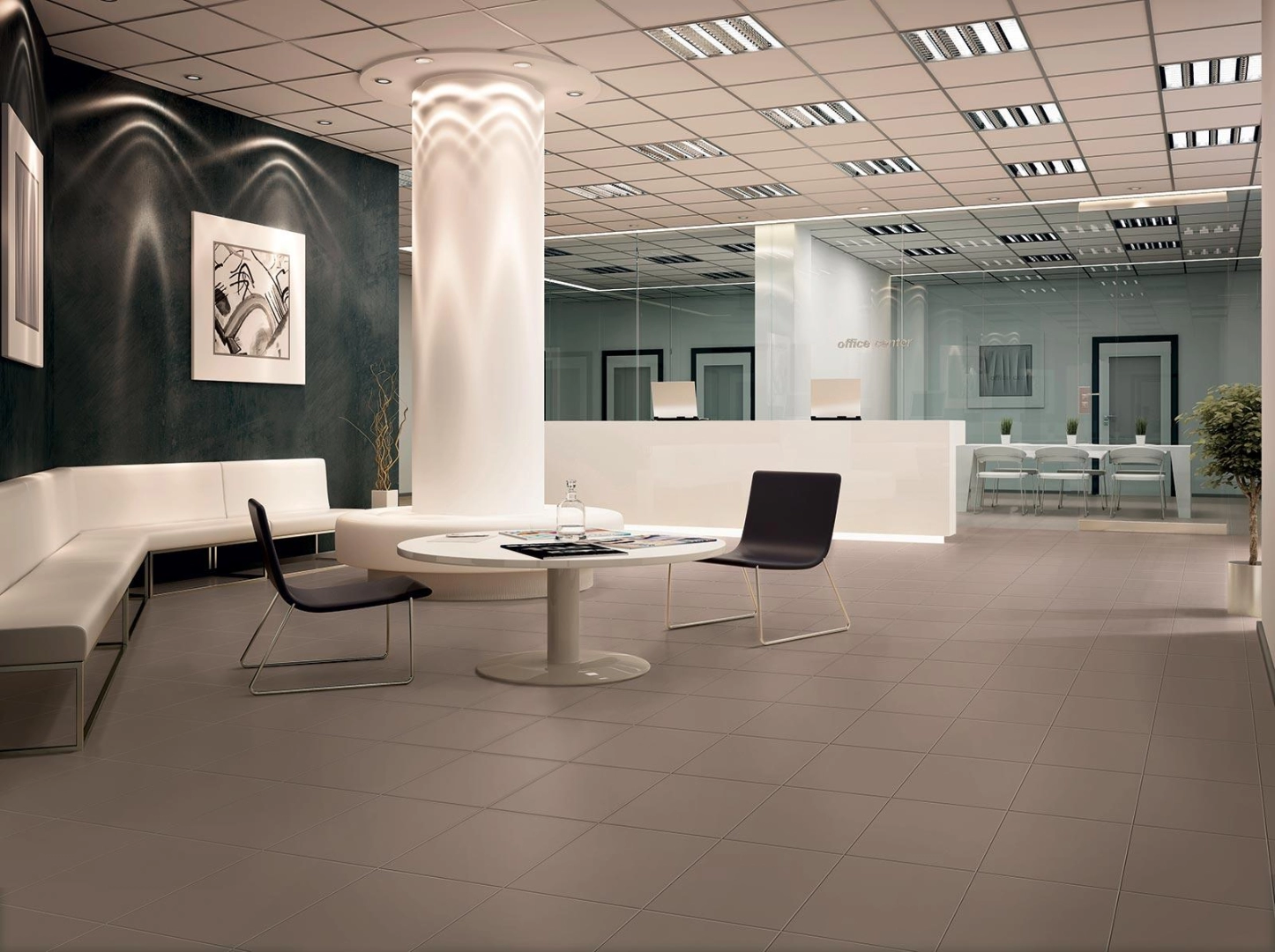 Gres Marazzi Sistemt efekt beton w nowoczesnym salonie