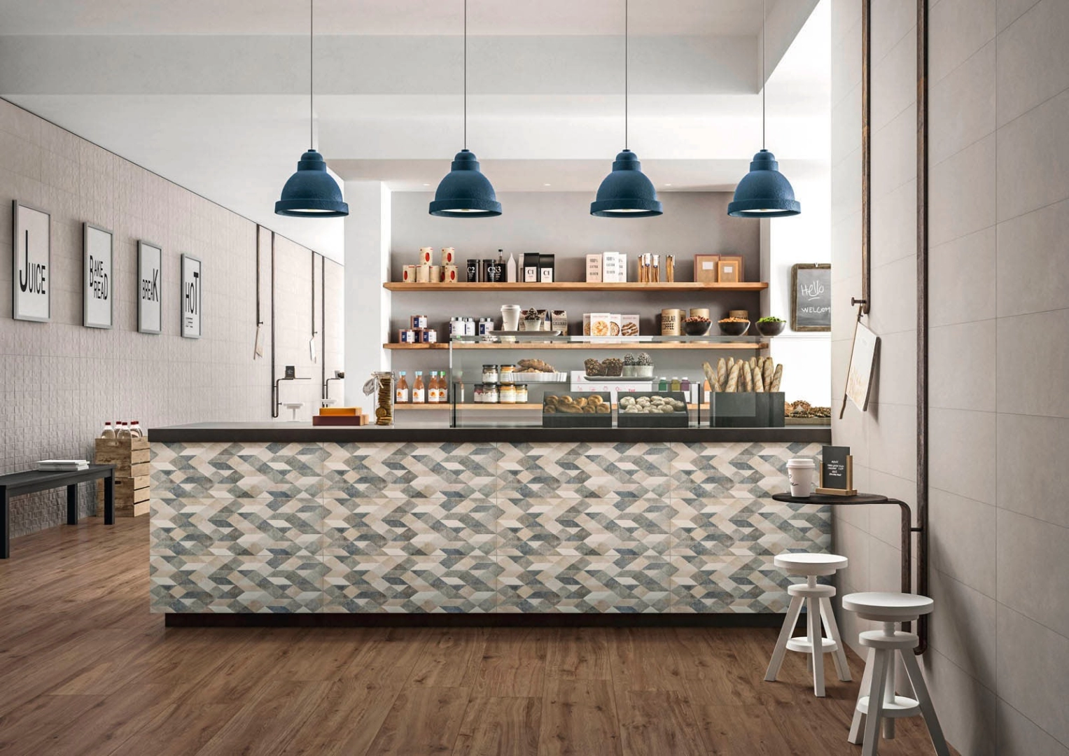 Marazzi Chalk – gres imitujący beton w nowoczesnym domu jednorodzinnym