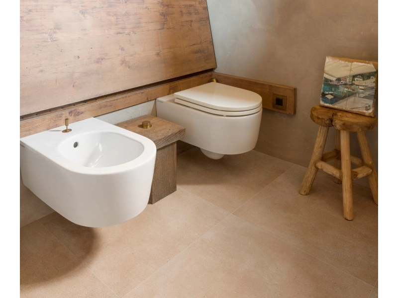 Gres Marazzi Slow efekt terakota w minimalistycznym salonie