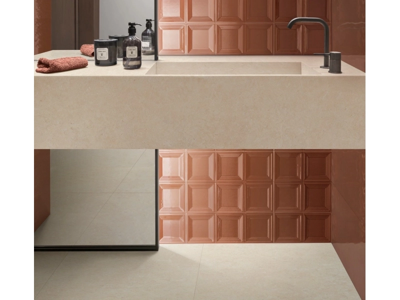 Gres porcelanowy Marazzi Bliss kolor w luksusowym salonie