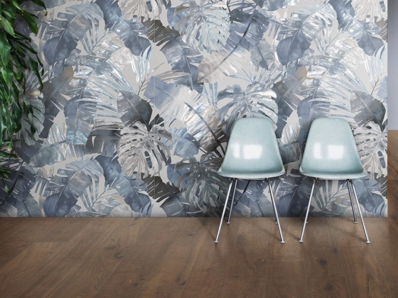 Gres Marazzi White Deco efekt kolor w nowoczesnym salonie