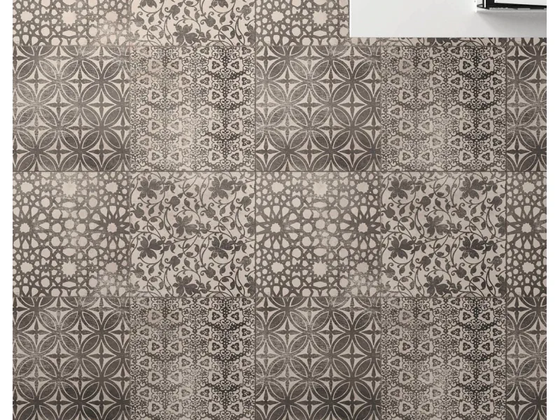 Płytki Marazzi Powder imitujące beton w eleganckim holu i salonie