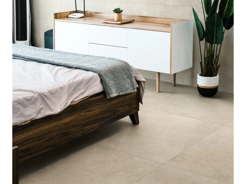 Gres porcelanowy Marazzi Stream kamień naturalny w minimalistycznym wnętrzu