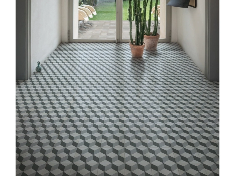 Marazzi D_segni Blend – gres imitujący kolor w jasnym, przestronnym salonie