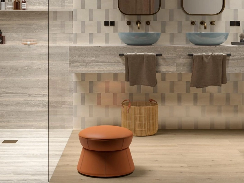 Marazzi Mystone Travertino – gres imitujący kamień naturalny w luksusowej strefie dziennej