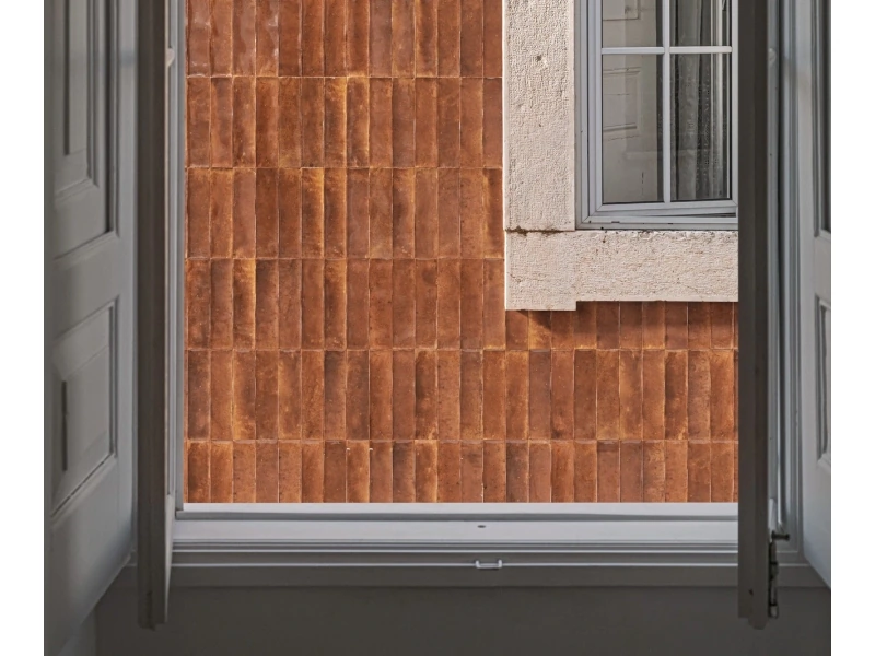 Płytki Marazzi Lume efekt cegła w nowoczesnej aranżacji salonu