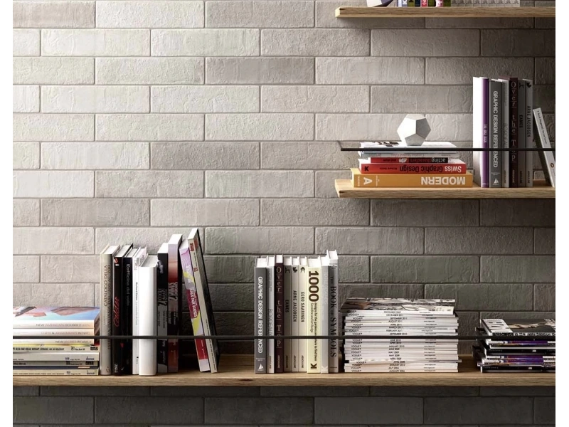 Gres porcelanowy Marazzi Terramix cegła w minimalistycznym wnętrzu