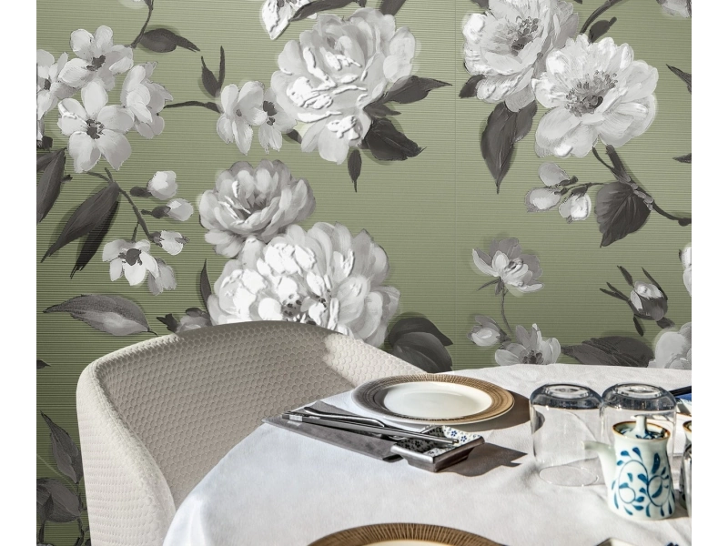 Marazzi White Deco – gres imitujący kolor w jasnym salonie w stylu skandynawskim