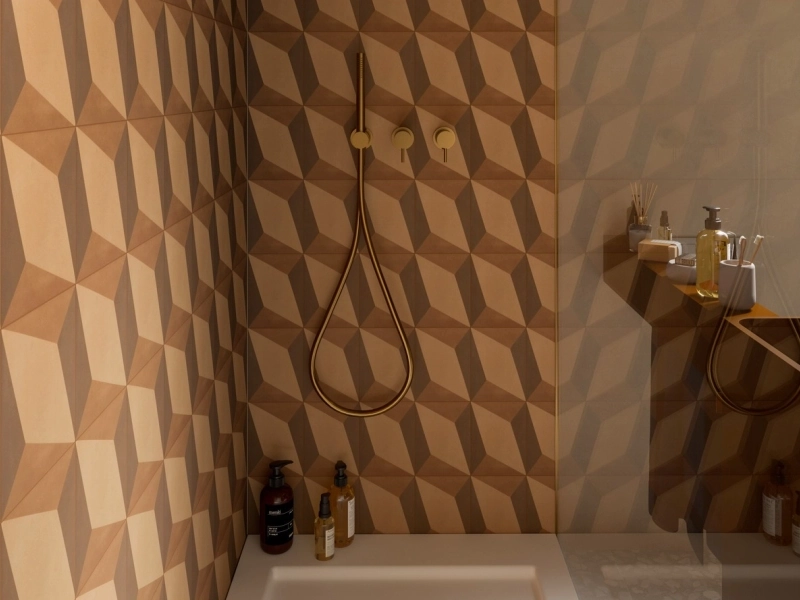 Gres Marazzi D_segni Blend efekt kolor w nowoczesnym salonie