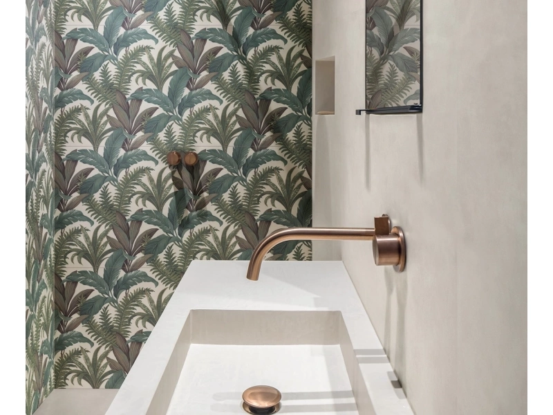 Płytki Marazzi Poster efekt kolor w nowoczesnej aranżacji salonu