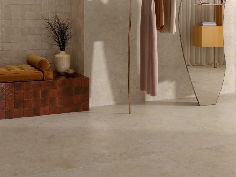 Gres porcelanowy Marazzi Grande Stone Look kamień naturalny w luksusowym salonie