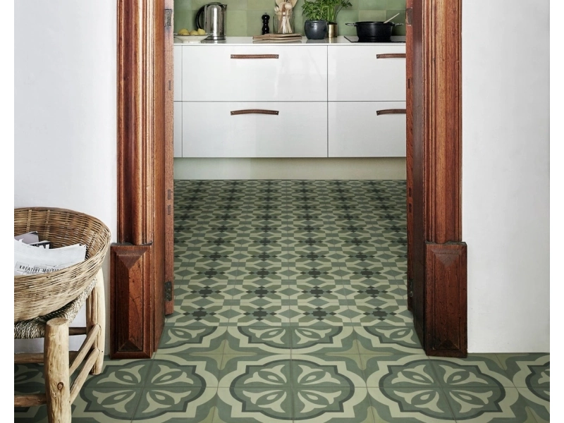 Płytki Marazzi D_segni Blend imitujące kolor w eleganckim holu i salonie