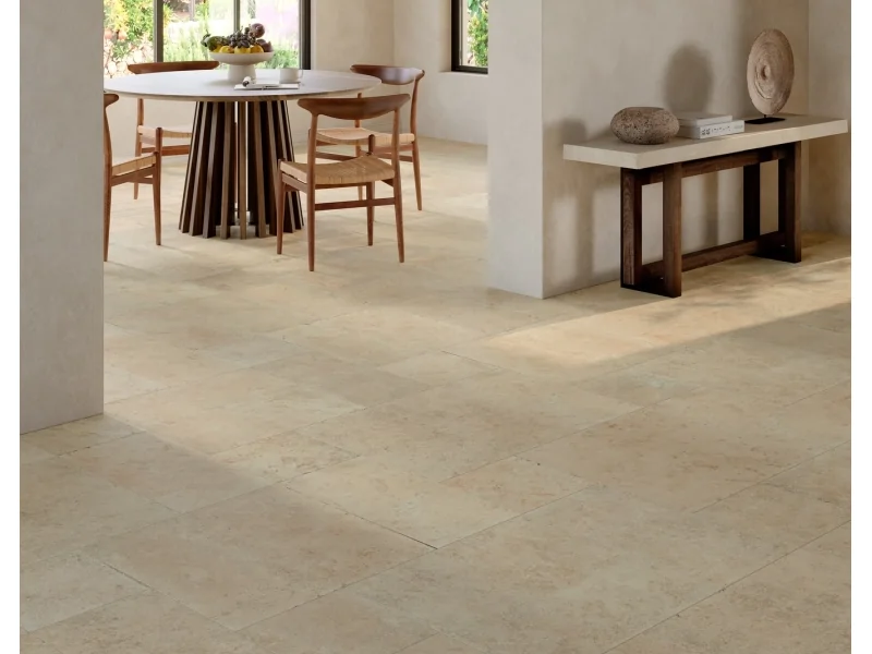 Marazzi Uniche gres o efekcie kamienia naturalnego na podłodze w nowoczesnym domu