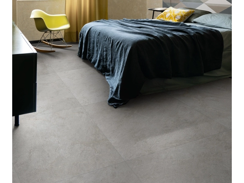 Wielkoformatowy gres Marazzi White Deco efekt kolor w eleganckiej strefie dziennej