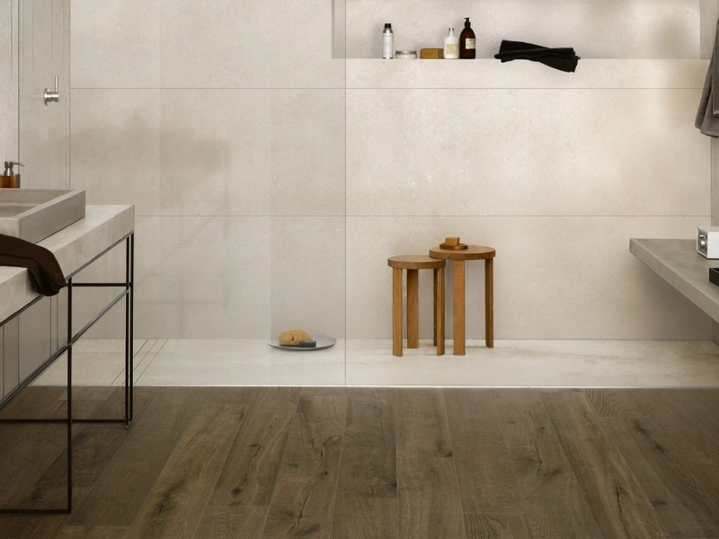 Gres porcelanowy Marazzi Magnifica marmur w luksusowym salonie