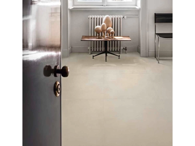 Gres Marazzi Sistems efekt kamień naturalny w nowoczesnym salonie