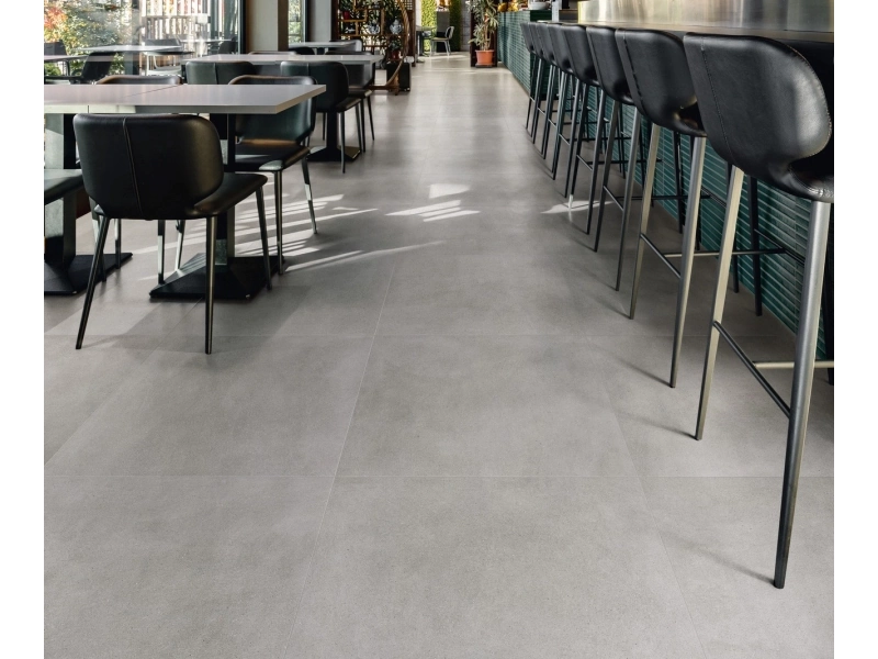 Gres porcelanowy Marazzi Slow Cold terakota w luksusowym salonie
